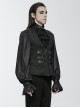 Noble Black Jacquard V Neck Front Panel With Exquisite Dragon Scales Double Breasted Design Gothic Style Gentleman Vest