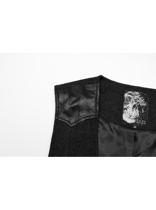 Noble Black Jacquard V Neck Front Panel With Exquisite Dragon Scales Double Breasted Design Gothic Style Gentleman Vest
