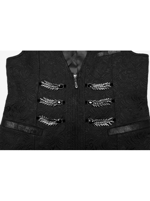 Noble Black Jacquard V Neck Front Panel With Exquisite Dragon Scales Double Breasted Design Gothic Style Gentleman Vest