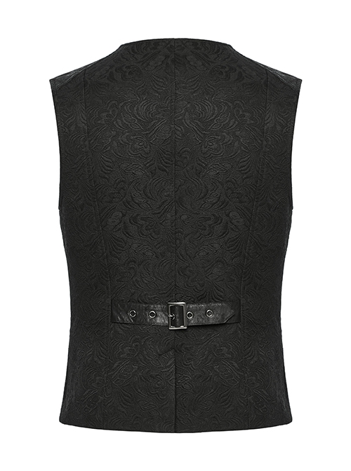 Noble Black Jacquard V Neck Front Panel With Exquisite Dragon Scales Double Breasted Design Gothic Style Gentleman Vest