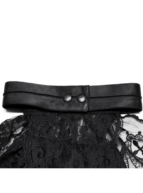 Black Light Embroidery Mesh Splicing Shiny Woven Front Center Retro Diamond Carved Design Gothic Style Gorgeous Collar