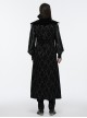 Vintage Black Mysterious Flocking Fabric Removable Snap Button Shoulder Side Webbing Decoration Gothic Style Stand Up Collar Sleeveless Jacket