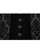 Vintage Black Mysterious Flocking Fabric Removable Snap Button Shoulder Side Webbing Decoration Gothic Style Stand Up Collar Sleeveless Jacket