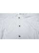 White Retro Simple Front Pinstripe With Stand Up Collar Ruffle Design Gothic Style Puff Sleeve Shirt