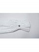 White Retro Simple Front Pinstripe With Stand Up Collar Ruffle Design Gothic Style Puff Sleeve Shirt