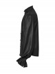 Black Retro Simple Front Pinstripe With Stand Up Collar Ruffle Design Gothic Style Puff Sleeve Shirt