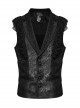 Gorgeous Black Jacquard Woven Front Panel With Three Dimensional Lotus Leaf Shape And Exquisite Carved Hand Sewn Button Design Gothic Style Vest