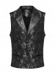 Black Exquisite Non Stretch Jacquard Twill Faux Leather Back Waist Pattern Decorative Loop Design Gothic Style Skull Vest