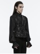 Black Exquisite Non Stretch Jacquard Twill Faux Leather Back Waist Pattern Decorative Loop Design Gothic Style Skull Vest