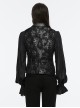 Black Exquisite Non Stretch Jacquard Twill Faux Leather Back Waist Pattern Decorative Loop Design Gothic Style Skull Vest