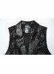 Black Exquisite Non Stretch Jacquard Twill Faux Leather Back Waist Pattern Decorative Loop Design Gothic Style Skull Vest