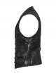 Black Exquisite Non Stretch Jacquard Twill Faux Leather Back Waist Pattern Decorative Loop Design Gothic Style Skull Vest