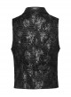 Black Exquisite Non Stretch Jacquard Twill Faux Leather Back Waist Pattern Decorative Loop Design Gothic Style Skull Vest
