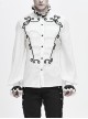 Lace High Collar Hand-Embroidered Long Sleeve White Gothic Shirt
