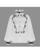 Lace High Collar Hand-Embroidered Long Sleeve White Gothic Shirt