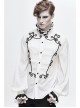Lace High Collar Hand-Embroidered Long Sleeve White Gothic Shirt