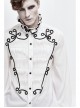 Lace High Collar Hand-Embroidered Long Sleeve White Gothic Shirt