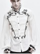Lace High Collar Hand-Embroidered Long Sleeve White Gothic Shirt