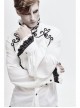 Lace High Collar Hand-Embroidered Long Sleeve White Gothic Shirt