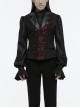Red Exquisite Non Stretch Jacquard Twill Faux Leather Back Waist Pattern Decorative Loop Design Gothic Style Skull Vest