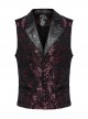 Red Exquisite Non Stretch Jacquard Twill Faux Leather Back Waist Pattern Decorative Loop Design Gothic Style Skull Vest