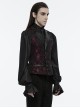Red Exquisite Non Stretch Jacquard Twill Faux Leather Back Waist Pattern Decorative Loop Design Gothic Style Skull Vest