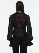 Red Exquisite Non Stretch Jacquard Twill Faux Leather Back Waist Pattern Decorative Loop Design Gothic Style Skull Vest