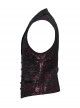 Red Exquisite Non Stretch Jacquard Twill Faux Leather Back Waist Pattern Decorative Loop Design Gothic Style Skull Vest