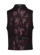 Red Exquisite Non Stretch Jacquard Twill Faux Leather Back Waist Pattern Decorative Loop Design Gothic Style Skull Vest