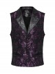 Purple Exquisite Non Elastic Jacquard Twill Faux Leather With Floral Back Waistband And Gothic Style Skull Vest
