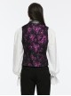 Purple Exquisite Non Elastic Jacquard Twill Faux Leather With Floral Back Waistband And Gothic Style Skull Vest
