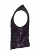 Purple Exquisite Non Elastic Jacquard Twill Faux Leather With Floral Back Waistband And Gothic Style Skull Vest