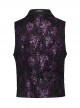 Purple Exquisite Non Elastic Jacquard Twill Faux Leather With Floral Back Waistband And Gothic Style Skull Vest