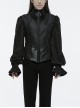 Low Key Black Jacquard Woven Patchwork Pleated Side Eyelet Tie Rope Design Gothic Style Adjustable Vest