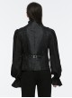Low Key Black Jacquard Woven Patchwork Pleated Side Eyelet Tie Rope Design Gothic Style Adjustable Vest