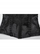 Low Key Black Jacquard Woven Patchwork Pleated Side Eyelet Tie Rope Design Gothic Style Adjustable Vest