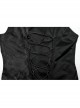 Asymmetric Non-Stretch Black Shiny Woven Patchwork Jacquard Back Waist Adjustable Drawstring Gothic Style Lapel Vest