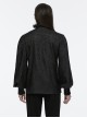 Black Jacquard Chiffon Woven Fabric Elegant Ruffle Collar In The Front Center Exquisite Double Breasted Design Gothic Style Lantern Sleeve Shirt