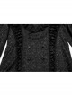 Black Jacquard Chiffon Woven Fabric Elegant Ruffle Collar In The Front Center Exquisite Double Breasted Design Gothic Style Lantern Sleeve Shirt