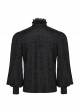 Black Jacquard Chiffon Woven Fabric Elegant Ruffle Collar In The Front Center Exquisite Double Breasted Design Gothic Style Lantern Sleeve Shirt