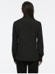 Personalized Black Jacquard Woven Front Drawstring Side Horn Rivet Embellishment Gothic Style Long Sleeved Shirt