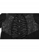 Personalized Black Jacquard Woven Front Drawstring Side Horn Rivet Embellishment Gothic Style Long Sleeved Shirt
