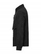 Personalized Black Jacquard Woven Front Drawstring Side Horn Rivet Embellishment Gothic Style Long Sleeved Shirt