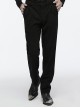Simple Black Stretch Twill Knit With Retro Three Dimensional Button Design Gothic Style Trousers