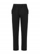 Simple Black Stretch Twill Knit With Retro Three Dimensional Button Design Gothic Style Trousers