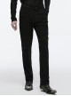 Simple Black Stretch Twill Knit With Retro Three Dimensional Button Design Gothic Style Trousers