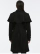 Black Comfortable Jacquard Suede Fabric Exquisite Carved Shoulder Hand-Sewn Button Design Gothic Style Cape Jacket