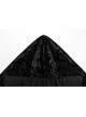 Dark Black Soft Embossed Velvet Spliced ​​With Twill Faux Leather Fabric With Irregular Spiked Hem Gothic Style Hooded Jacket