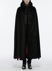 Black And Red Non Elastic Thickened Faux Fur Front Three Dimensional Bat Collar Design Gothic Style Cape