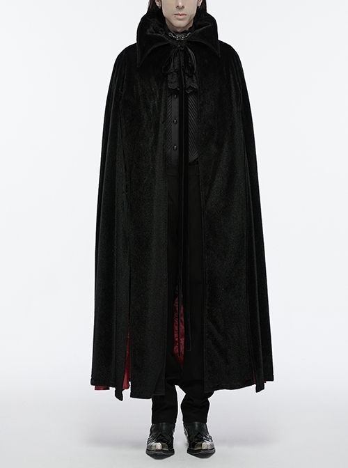 Black And Red Non Elastic Thickened Faux Fur Front Three Dimensional Bat Collar Design Gothic Style Cape